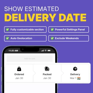 Estimated Delivery Thu, Jan 26th, 2023 (1) Estimated Delivery Date Widget - Shopify