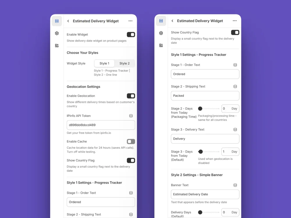 estimated delivery date widget shopify settings