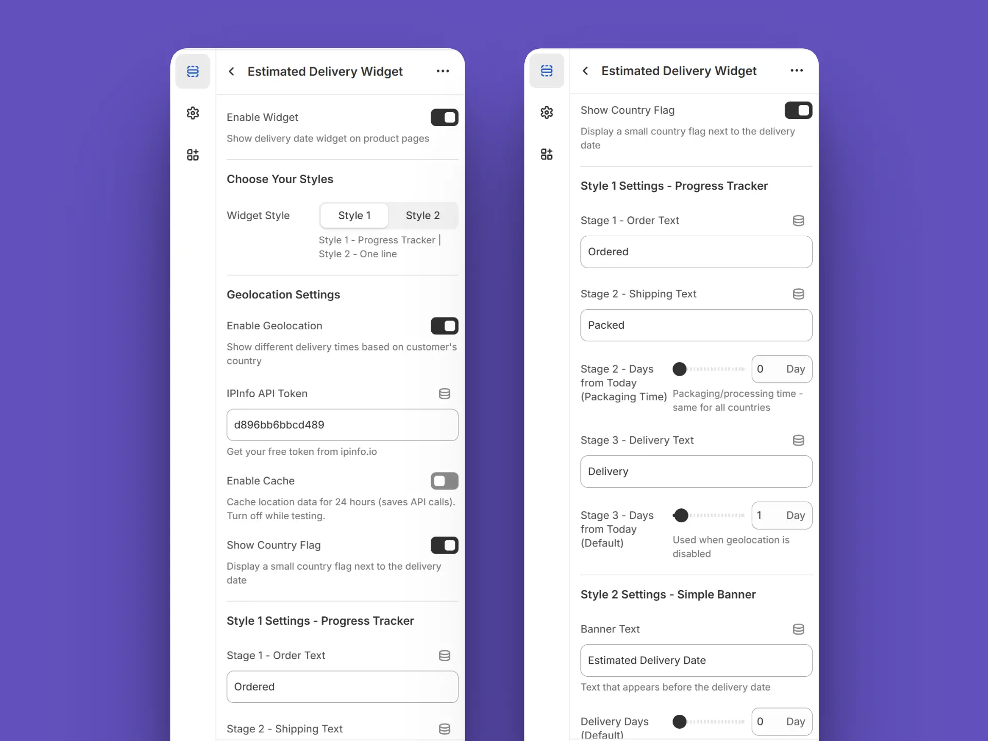 estimated delivery date widget shopify settings