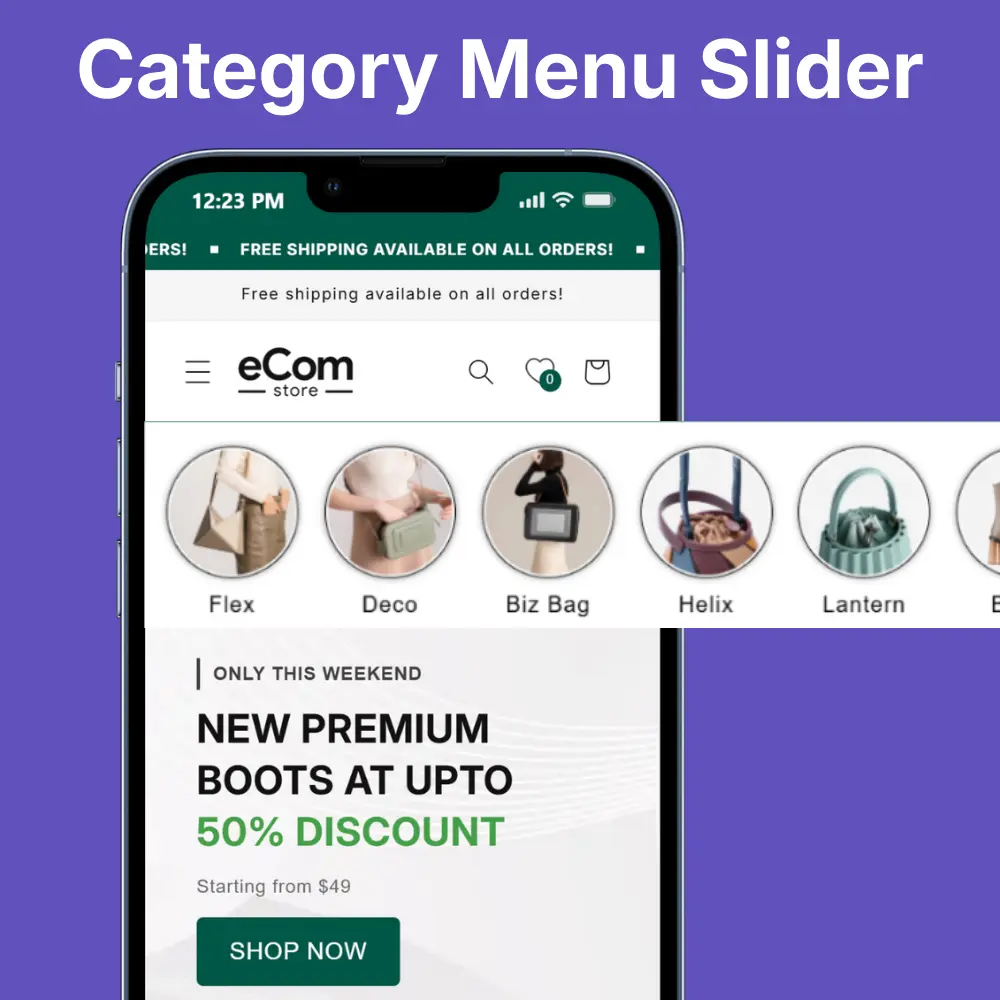 Round Category Menu Slider - Shopify