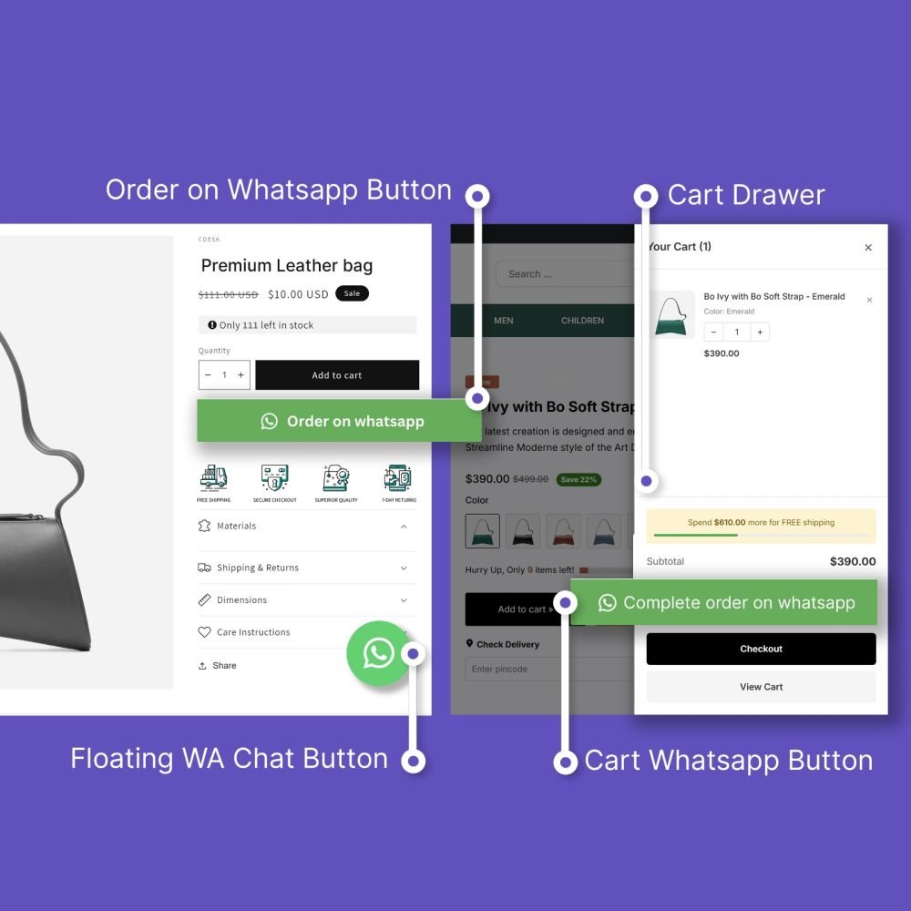 WhatsApp Bundle + Advanced Cart Drawer